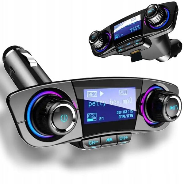 Transmiter FM Samochodowy Bluetooth 5.0 USB micro SD 8w1 AUX Ładowarka zdjęcie 7