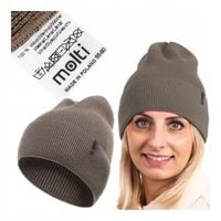 Czapka damska wełniana 100% EXTRAFINE MERINO na jesień zimę ciepła 55-60