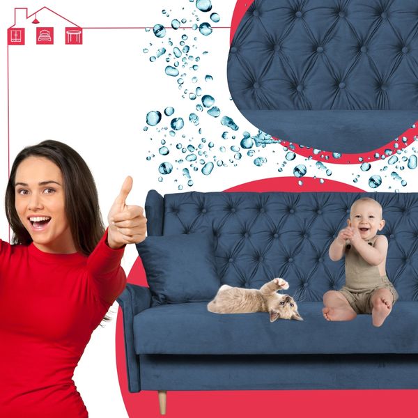 Wersalka niebieska uszak SOFA z funkcją spania welur GAJA Family Meble zdjęcie 14