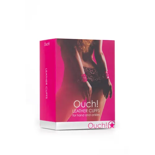 ouch! skorzane mankiety regulowane z futerkowym wykończeniem czarne na Arena.pl