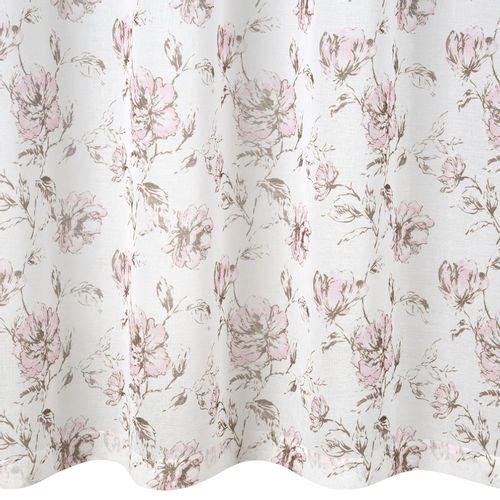 Firana gotowa na przelotkach AMBER 140x250 biała różowe beżowe kwiaty na Arena.pl