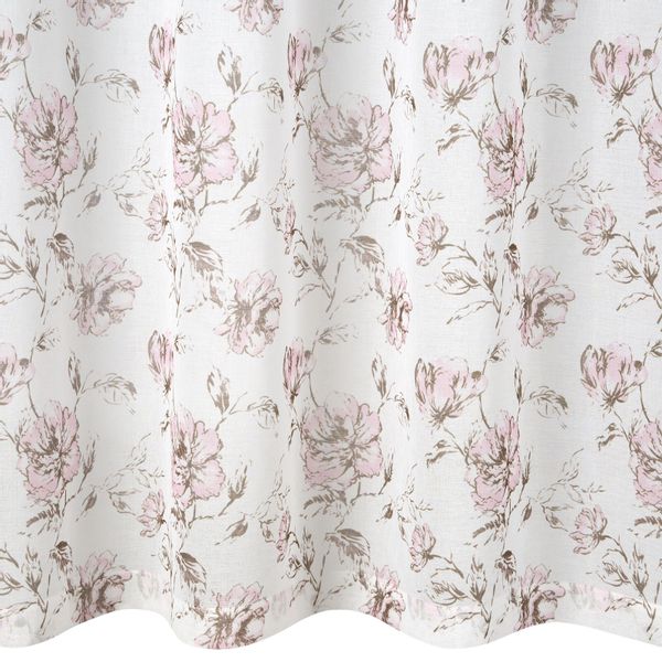 Firana gotowa na przelotkach AMBER 140x250 biała różowe beżowe kwiaty zdjęcie 6
