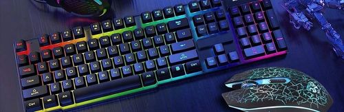 KLAWIATURA MYSZKA PODKŁADKA GAMINGOWA PODŚWIETLENIE PROFESJONALNY ZESTAW na Arena.pl