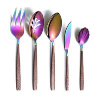 Zestaw Sztućców Do Serwowania 5 Sztuk Stal Nierdzewna Tęczowe Brązowe