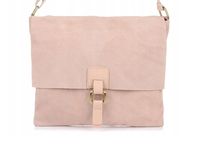 VERA PELLE torebka damska zamszowa listonoszka duża z klapą V312 j.różowa