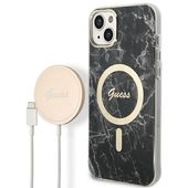 Zestaw Guess GUBPP14SHMEACSK Case+ Charger iPhone 14 6,1" czarny/black hard