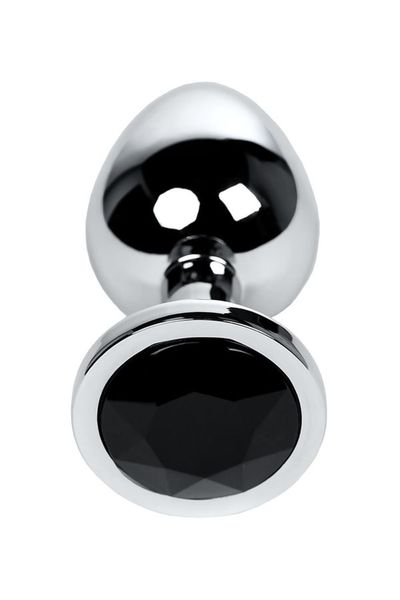 Silver anal plug TOYFA Metal with black round-shaped gem zdjęcie 2