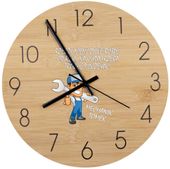 Bambusowy ZEGAR ścienny nadruk UV ŚMIESZNY prezent dla MECHANIKA + imię