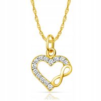 Złoty Łańcuszek 585 Naszyjnik Serce Nieskończoność dla kobiety ZŁOTO