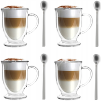 VIALLI 4 FILIŻANKI SZKLANKI AMO HERBATY KAWY LATTE TERMICZNE PODWÓJNE