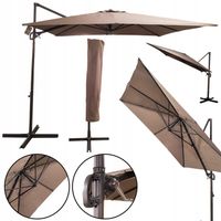DUŻY ALUMINIOWY PARASOL OGRODOWY WYSIEGNIK POKROWIEC 300cm AUSTIN BEŻ