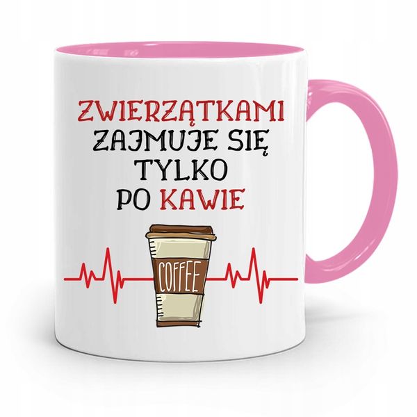 Kubek Różowy Weterynarza Zajmuje Się Po Kawie Z Nadrukiem Ze Zdjęciem zdjęcie 1