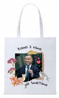 Prezydent Andrzej Duda Torba Eco Biała Shopper Z Nadrukiem Ze Zdjęciem