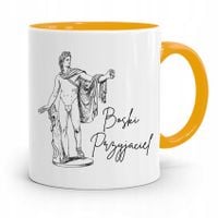 Kubek Żółty Dla Przyjaciela Boski Przyjaciel Z Nadrukiem Ze Zdjęciem