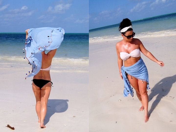 PAREO CHUSTA PLAŻOWA FRĘDZLE narzutka BOHO KOLORY zdjęcie 2