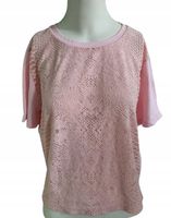 DAMSKI T-SHIRT KOSZULKA CROP TOP TRUSSARDI JEANS RÓŻOWY DEVORI ROZ. M