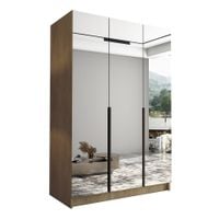 Szafa CALIA III 150 cm z lustrem-pojemna garderoba-CREMONA+CZARNY