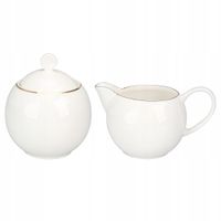 Cukiernica i mlecznik Altom Design Bella Złota Linia porcelana zestaw 2 el.