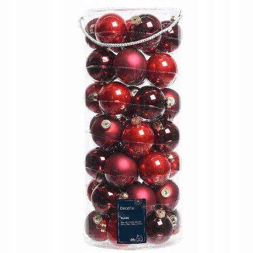 Szklane Czerwone Bordowe Bombki Choinkowe 6 cm 49szt. MIX na Arena.pl