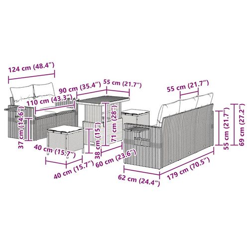 Zestaw Sof na Ogród 8 pcs Szary polirattan na Arena.pl