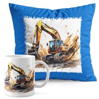 ZESTAW KUBEK + PODUSZKA NIEBIESKA - MASZYNY BUDOWLANE