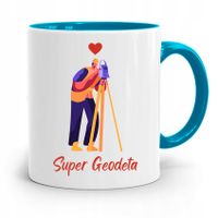 Kubek Błękitny Dla Geodety Super Geodeta Z Nadrukiem Ze Zdjęciem