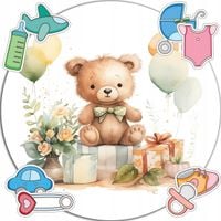 OPŁATEK NA TORT 20CM - BABYSHOWER DEKORACJA URODZINOWA + IMIĘ 15CM 18CM