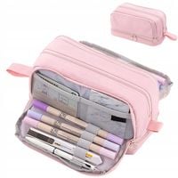 Piórnik szkolny dla dziewczynki saszetka organizer miękki RÓŻOWY