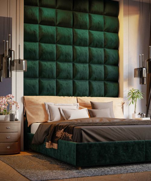 PANELE TAPICEROWANE ŚCIENNE WEZGŁOWIE 3D 30cm x 30cm Welur zdjęcie 3