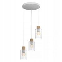 Lampa Wisząca MADERA Biały Brązowy Szklane Klosze 3xE27 30x90cm Sufitowa