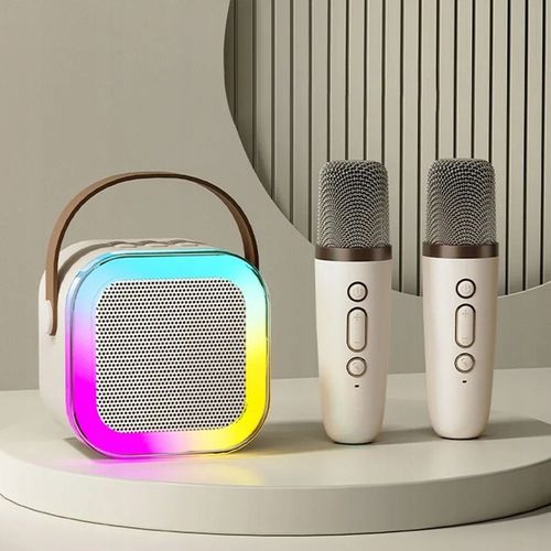 PRZENOŚNY ZESTAW KARAOKE GŁOŚNIK BLUETOOTH RGB DWA MIKROFONY USB MINI JACK na Arena.pl