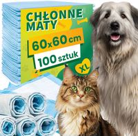 100 szt PODKŁADY higieniczne dla psa kota CHŁONNE MATY nauka sikania 60x60