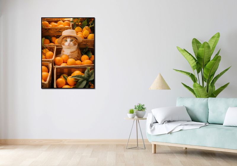 Plakat 75x100cm Kot w Pomarańczach zdjęcie 4