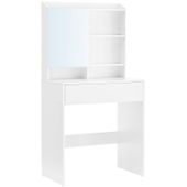 Toaletka biała z lustrem i półkami 70x40 skandynawska do sypialni