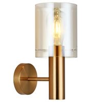 Ścienna LAMPA loftowa SARDO WL-5581-1A-BRO+AMB Italux skandynawska OPRAWA szklany KINKIET okrągła tuba mosiądz bursztynowa