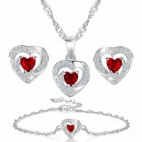 KOMPLET SREBRNEJ BIŻUTERII SERCE DLA DZIEWCZYNY, ZESTAW BIŻUTERII SREBRO