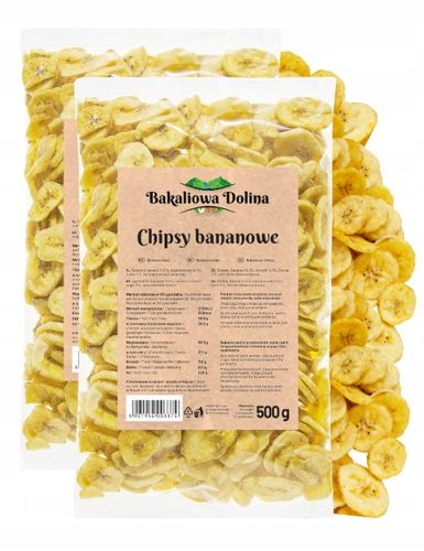 CHIPSY BANANOWE 1 kg 1000G CHRUPIĄCE BANANY PRZEKĄSKA BEZ KONSERWANTÓW na Arena.pl