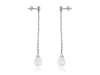 DELIKATNE WISZĄCE SREBRNE KOLCZYKI ŁEZKI KROPLE BIAŁY KRYSZTAŁ SREBRO 925