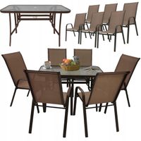 ZESTAW MEBLI OGRODOWYCH BALKON TARAS STÓŁ 120x70 +6x KRZESŁA MAJORKA BRĄZ