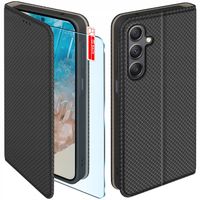 Etui z klapką do Samsung Galaxy M35 5G Zamykane Czarne Futerał +Szkło 9H
