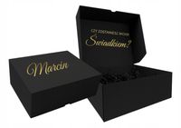Pudełko box CZARNE czy zostaniesz ŚWIADKIEM Świadkową ślub prezent
