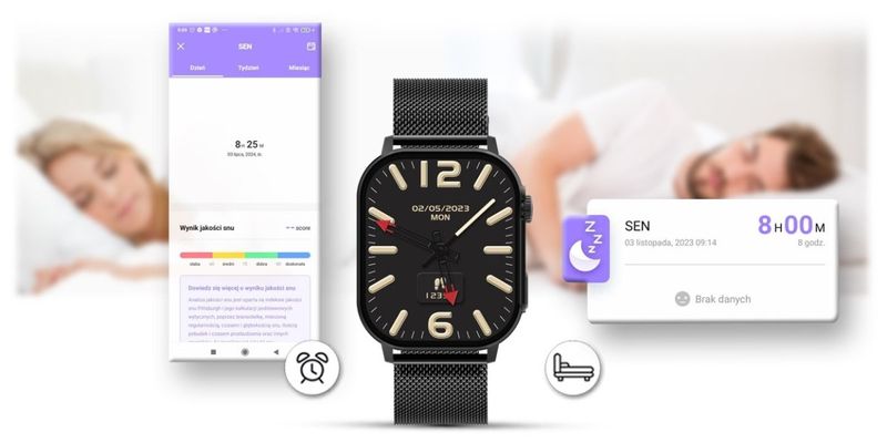 Smartwatch Gravity GT15-1 Czarny Pasek Silikonowy + Czarna Bransoleta zdjęcie 15