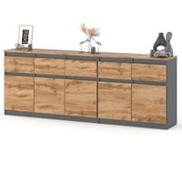 Komoda Nowoczesna Do Sypialni Pojemna Szafka 200cm 5 Szuflad Szara Wotan