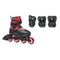 Rolki Rollerblade Fury Black Red Combo, ochraniacze w zestawie 33-38