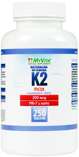 Witamina K2 MK-7 K2 MK7 MAX 200mcg z natto K2MK7 250 tabletek MyVita