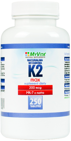 Witamina K2 Mk 7 K2 Mk7 Max 200mcg Z Natto K2mk7 250 Tabletek Myvita