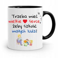 Kubek Czarny Prezent Dzień Nauczyciela Serce Z Nadrukiem Ze Zdjęciem