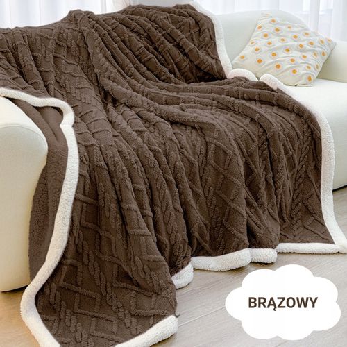 Gruby koc 200x220 pluszowy sweterek z barankiem zimowy kolory narzuta na Arena.pl