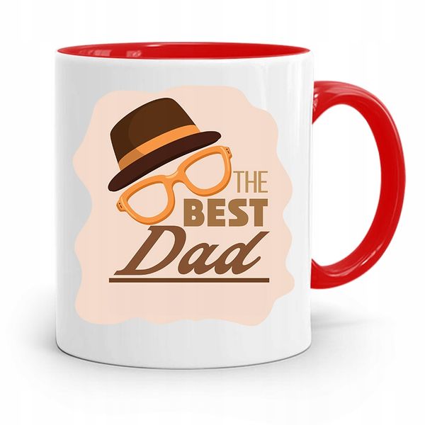 Kubek Czerwony Dla Taty Ojca The Best Dad Prezent Z Nadrukiem Ze Zdjęciem zdjęcie 1