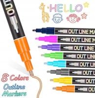 metaliczne pisaki brokatowe z podwójną linią 8szt.